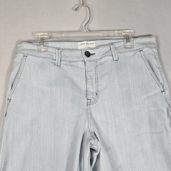 Lane Bryant Size 14 Wide Leg Crop Pinstripe Jean Culotte Capri High Rise 18" L - Picture 10 of 15